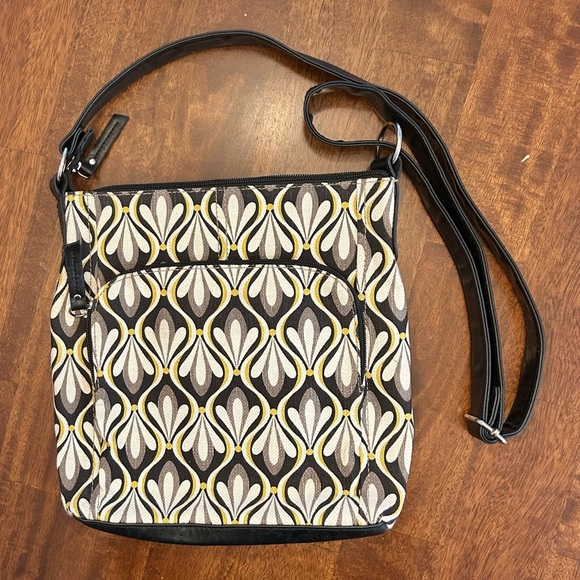 New Relic Geometric Print Canvas Faux Leather Crossbody Purse Shoulder Bag - Picture 5 of 15